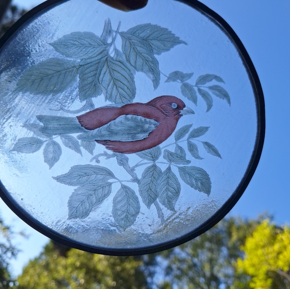 Red Bird Suncatcher Stocking Stuffers Bird Lover Gifts Glass Metal Wall Decor - Picture 13 of 16